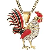 AsAlways 18K Gold Plated Cock Pendant Inlay CZ Vintage Hip Hop Rock Punk Totem Amulet Charm Rooster Necklace Jewelry Gift
