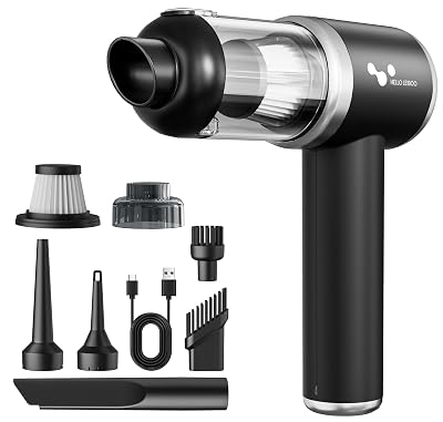 helloleiboo Handheld Car Vacuum Cleaner 16000PA Car Vacuum Portable Cordless 120W High Power 4-in-1 Mini Vacuum Cleaner Rechargeable & Air Duster Multi-Nozzles for Home Office Pet（Black）