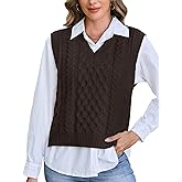 Tanst Sky Womens Sweater Vest V Neck Sleeveless Solid Casual Cable Knit Pullover Tops