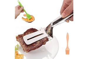 GENERIC Stainless Steel Grill Clamp, Anti-Scald Extended Handle Spatula Tong, 2026 New Multi-Functional Stainless Steel Barbecue Clamp Food for Grilling Meat, Fish and Pancakes with Non-Slip Grip (1PCS)