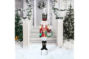 VCUTEKA Christmas Yard Sign Decorations Outdoor Christmas Nutcracker Wreath Yard Signs with Metal Stakes for Xmas Holiday Party Lawn Sign Garden Decor Outdoor Yard Signs