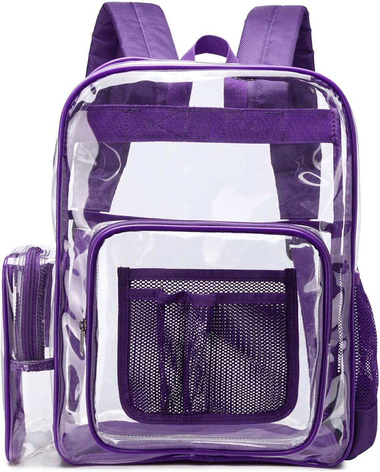Clear Backpack, F-color Large Size Clear Backpack with Laptop Compartment, See Through Heavy Duty Clear Plastic Backpack for School, Stadium, Security, Sporting Events, Adults, Boys, Girls, Purple
