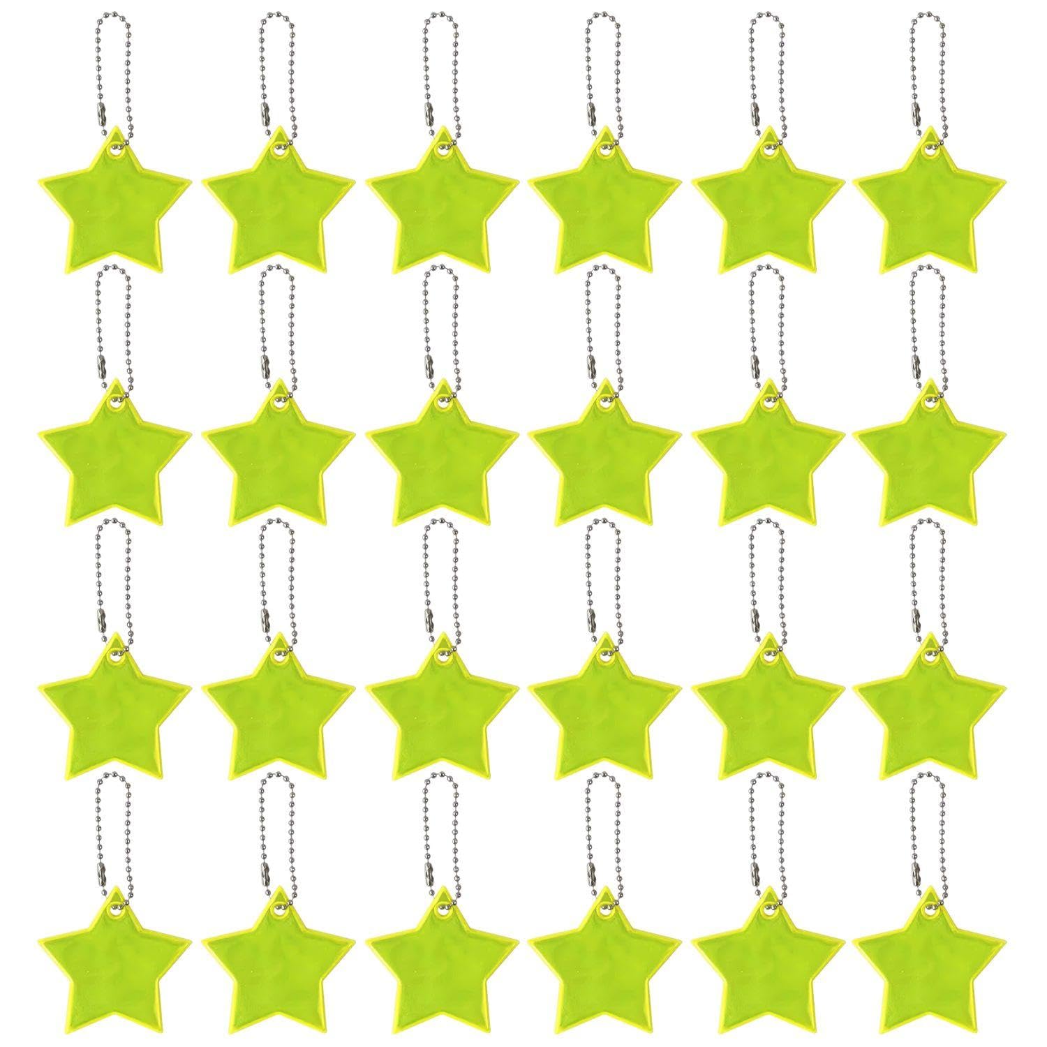 24 Pieces Of Reflective Star Pendants, Reflective Keychains, Creative Backpack Pendants, Children'S Schoolbag Reflective Pendants, Safety Reflective Pendants