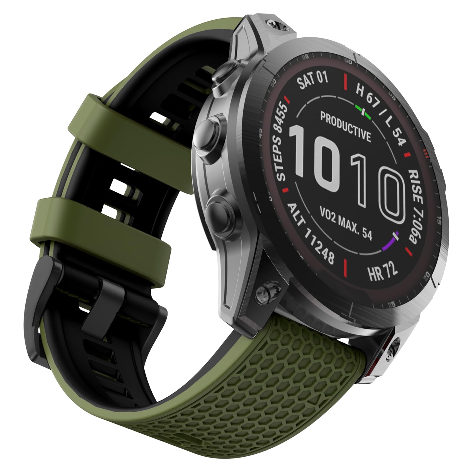 OVERSTEP Compatible for Garmin Fenix 5X, 6X, 7X Silicone Watch Band, 26mm Wide, Army Green Black, Multicolor, Sports, Waterproof