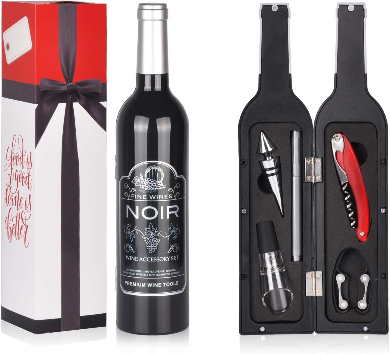 Solaris Wine Accessories Gift Set, 5-Piece Deluxe Corkscrew Opener with Elegant Gift Box - Perfect Party Wine Gift for Wine Lovers, Elegant Gift for Her