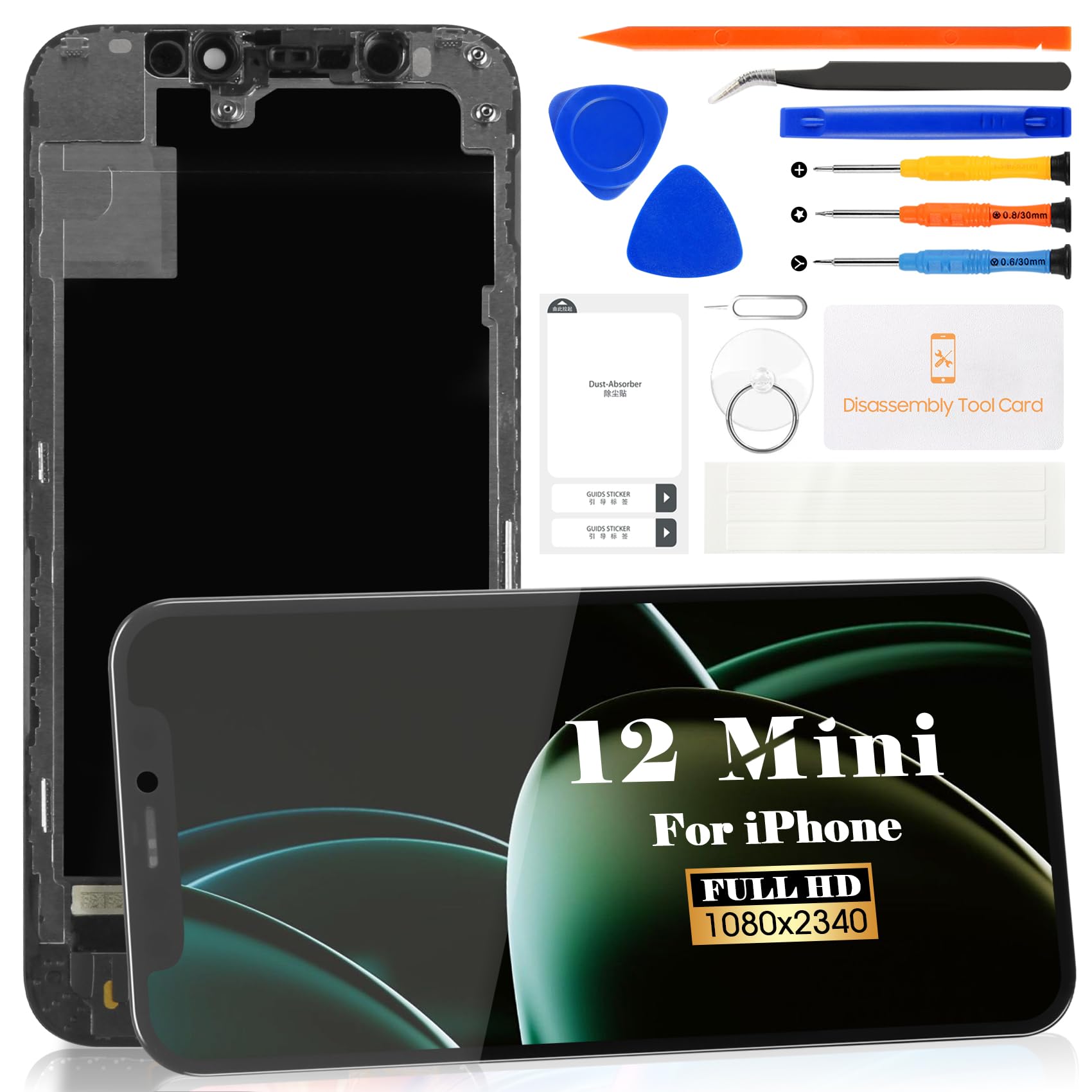 Incell for iPhone 12 MINI Screen Replacement A2399 LCD Display A2176 LCD Screen Replacement A2398, A2400Touch Digitizer Assembly Repair Parts Kits (5.4 Inch)