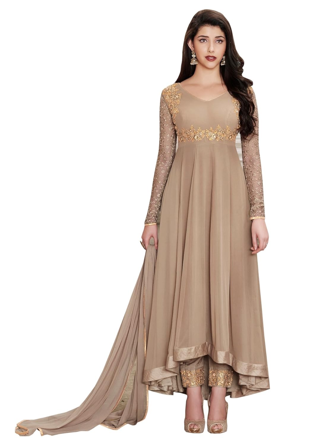 comet enterprise women's faux georgette anarkali gown