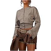 MakeMeChic Women's Button Up Cardigan Long Sleeve Crew Neck Knit Sweater Outerwear