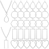 KFHENSOMR Open Bezels, 30Pcs Alloy Bezels for Resin Jewelry Making, Open Back Bezel Pendants, Geometric Hollow Frame Pendant for DIY Necklace, Bracelet, Earrings (Silver)