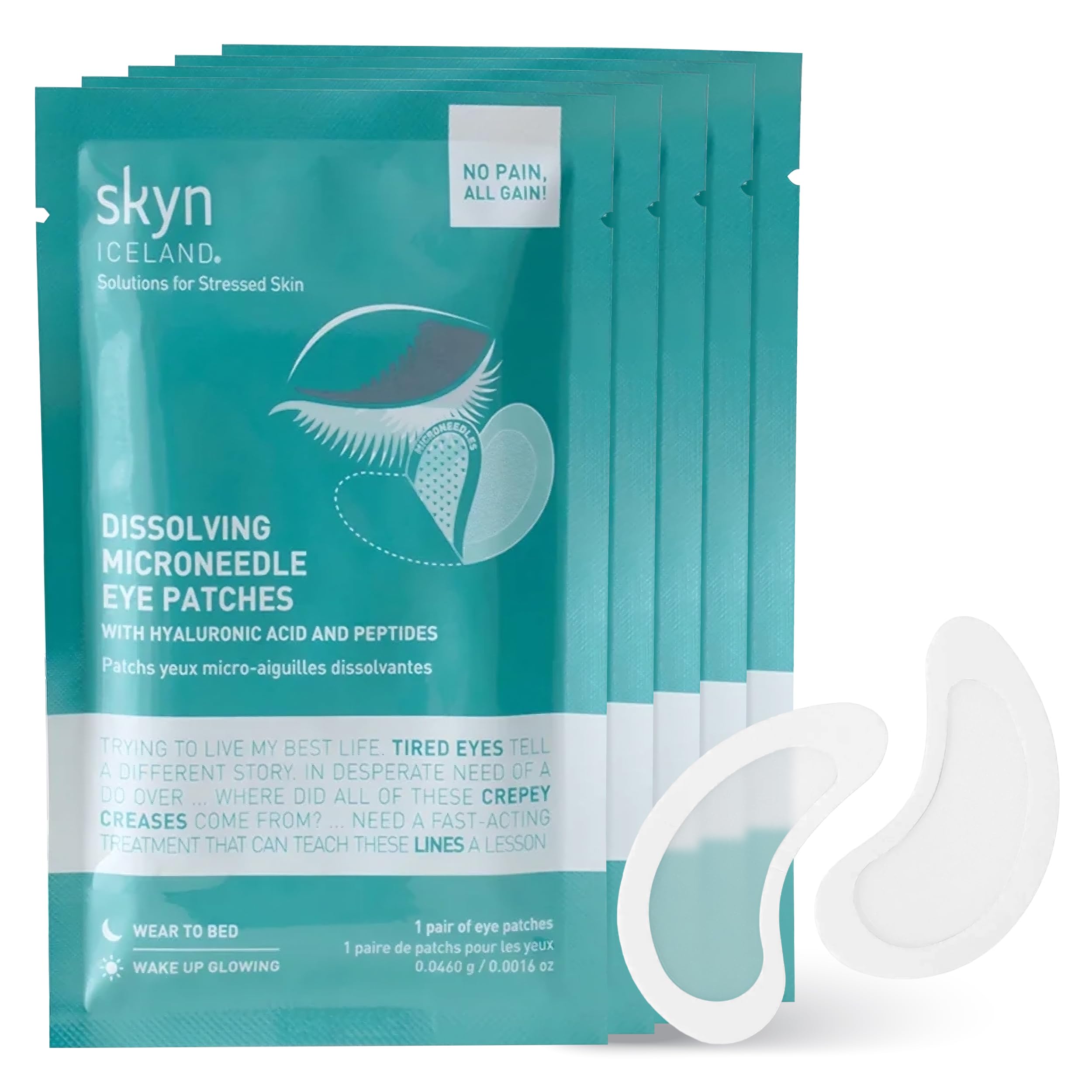skyn ICELAND Dissolving Microneedle Eye Patches with Hyaluronic Acid & Peptides: to Hydrate, Firm and Smooth Fine Lines (5 Pack)