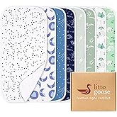 littogoose Premium 8-Pack Waterproof Baby Burp Cloths, Extra Large 13"X26" Soft Absorbent Burping Clothes for Newborns and Infants, Baby Shower Boys Girls