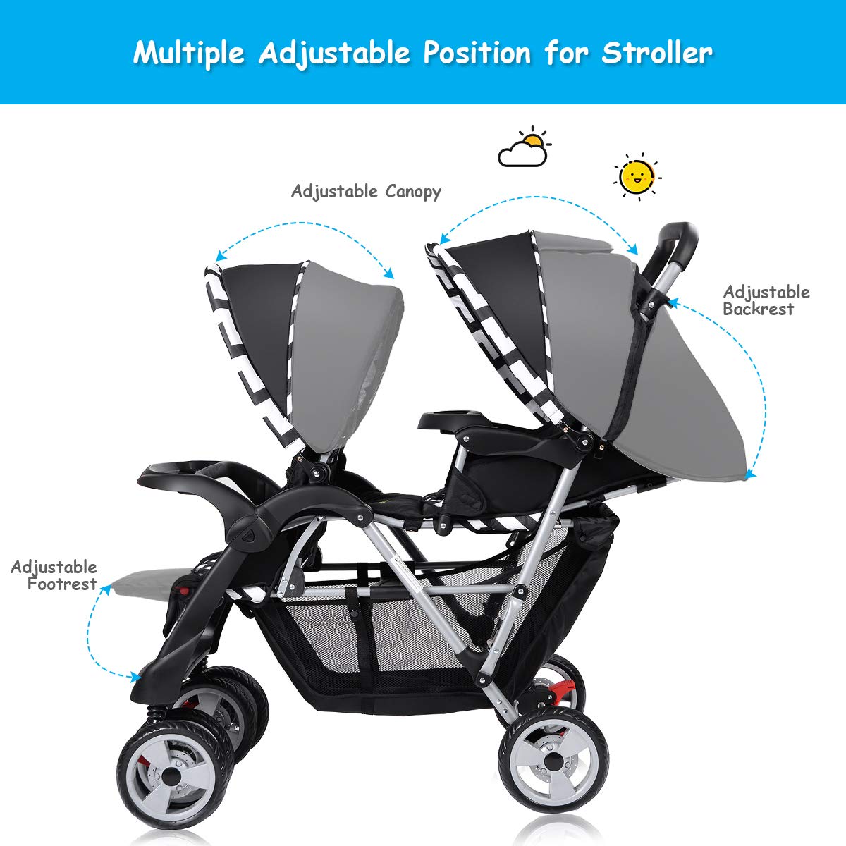 honey joy double stroller