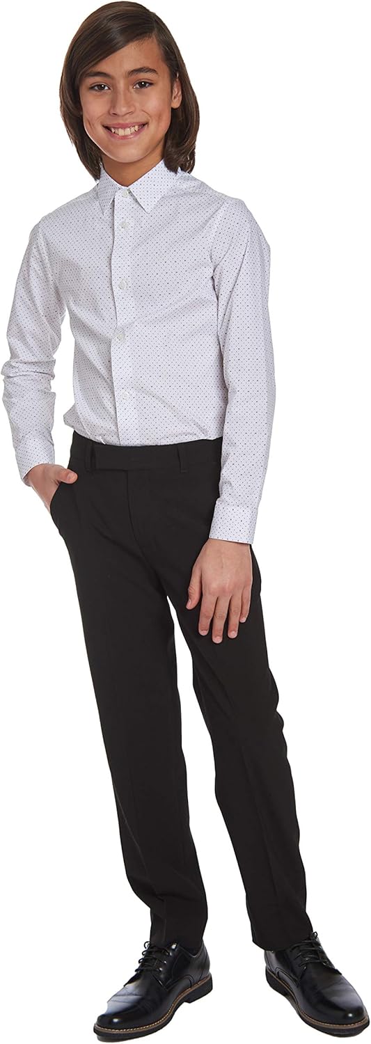 Calvin Klein Boys' Bi-Stretch Flat Front Dress Pant: Clothing
