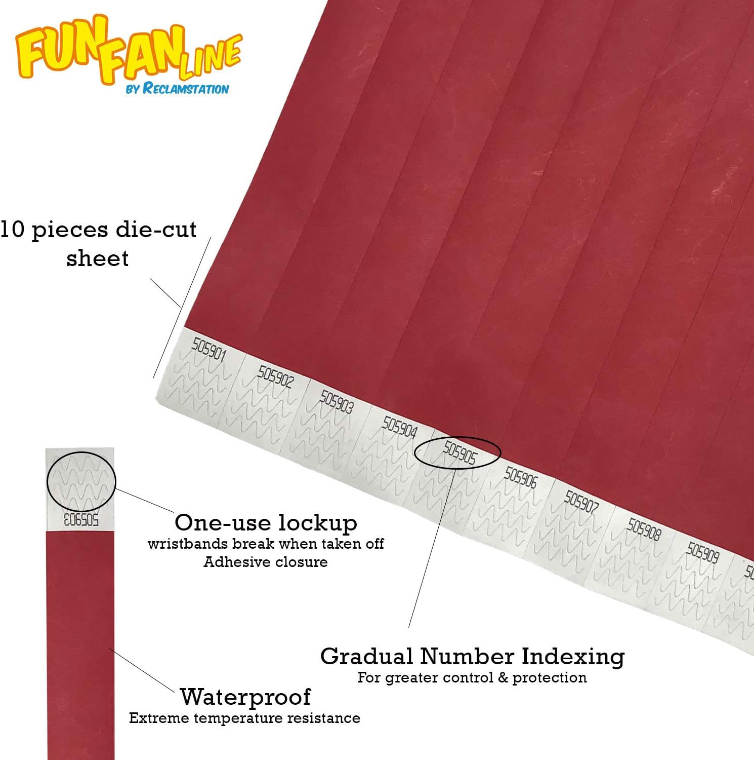 Wristbands for Events with Identification, Red - Image 5