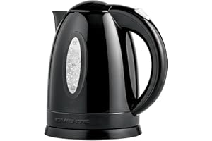 OVENTE Electric Kettle, 1.7L Fast Boiling Water Heater for Coffee or Tea, BPA Free with Water Level Gauge, Auto Shut-Off, Boil-Dry Protection, Indicator Light and Removable Filter, Black KP72B