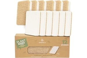 Greenzla Natural Kitchen Sponges 12 Pack - Plant-Based Biodegradable Sisal Hemp Dish Sponge - Eco-Friendly, Zero-Odor, Non-Sc