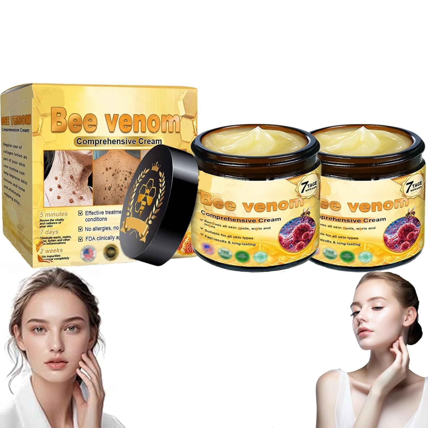 Photo 1 of Bee Venom Comprehensive Bee Cream,2025 Professional Treatment Cream Wrinkle Removal Anti-Aging Moisturizing,Hydrating & Gentle for All Skin Types (2PCS)