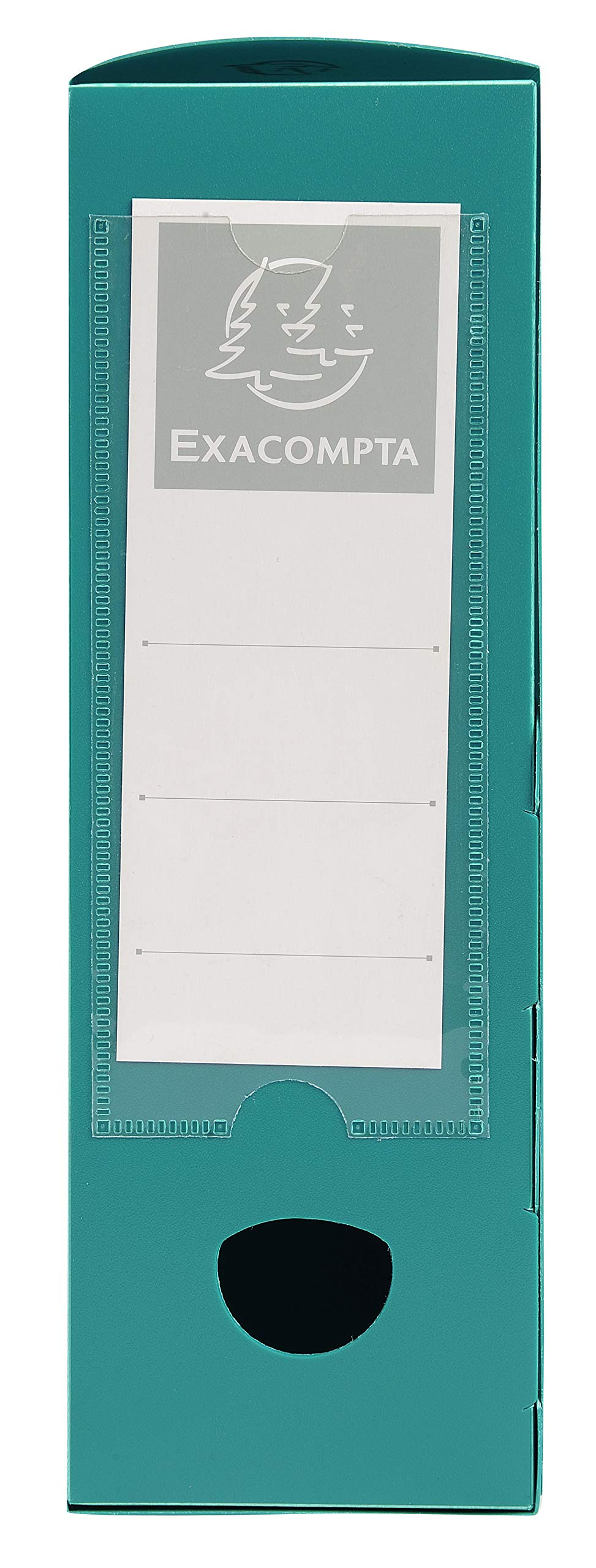 Exacompta - Ref 59833E - Plastic Filing Box - 250 x 330mm in Size, Suitable for Holding A4 Documents, 8cm Spine, 2 x Spine Labels & 2 x Finger Holes - Green