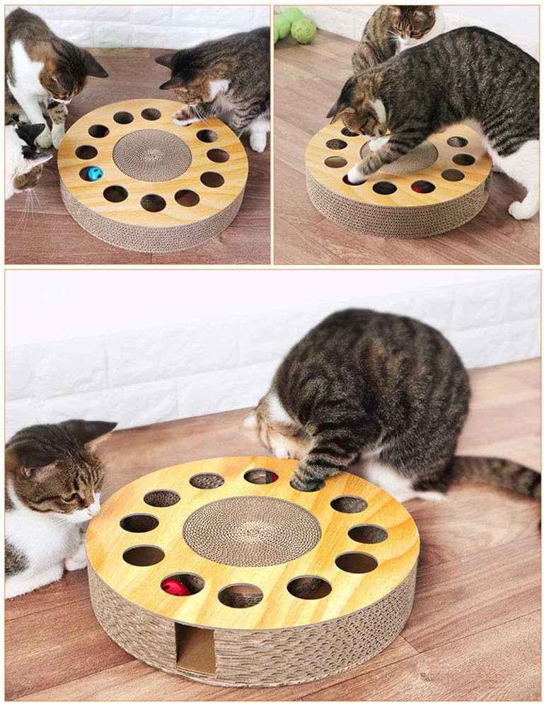 Cat Toy with Sturdy Scratching Pads and 2 Jingly Balls for All Ages of Cats : Kitchen & Dining