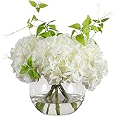 Nearly Natural Wedding Collection 18in. Artificial Hydrangea Arrangement in Glass Vase