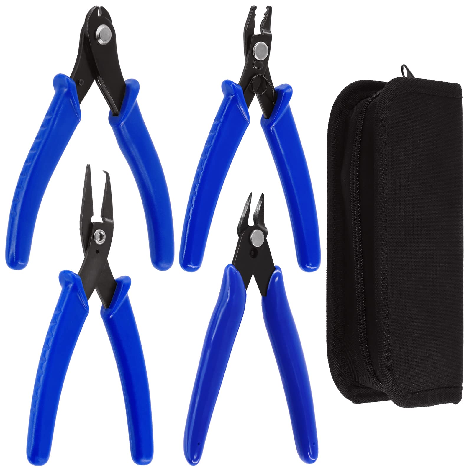 Swpeet 4Pcs 4 Styles Jewelry Pliers Assortment Kit, Bead Crimping Pliers, Wire Cutters Pliers, Split Ring Pliers and Jewelry Memory Wire Cutter Jewelry Making Pliers Tool for Jewelry Making