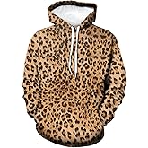 Lurhonp Leopard Print Long Sleeve Hoodie Sweatshirt Pullover for Men Women