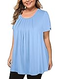 MANER Women's Plus Size Tops Short Sleeve Flowy