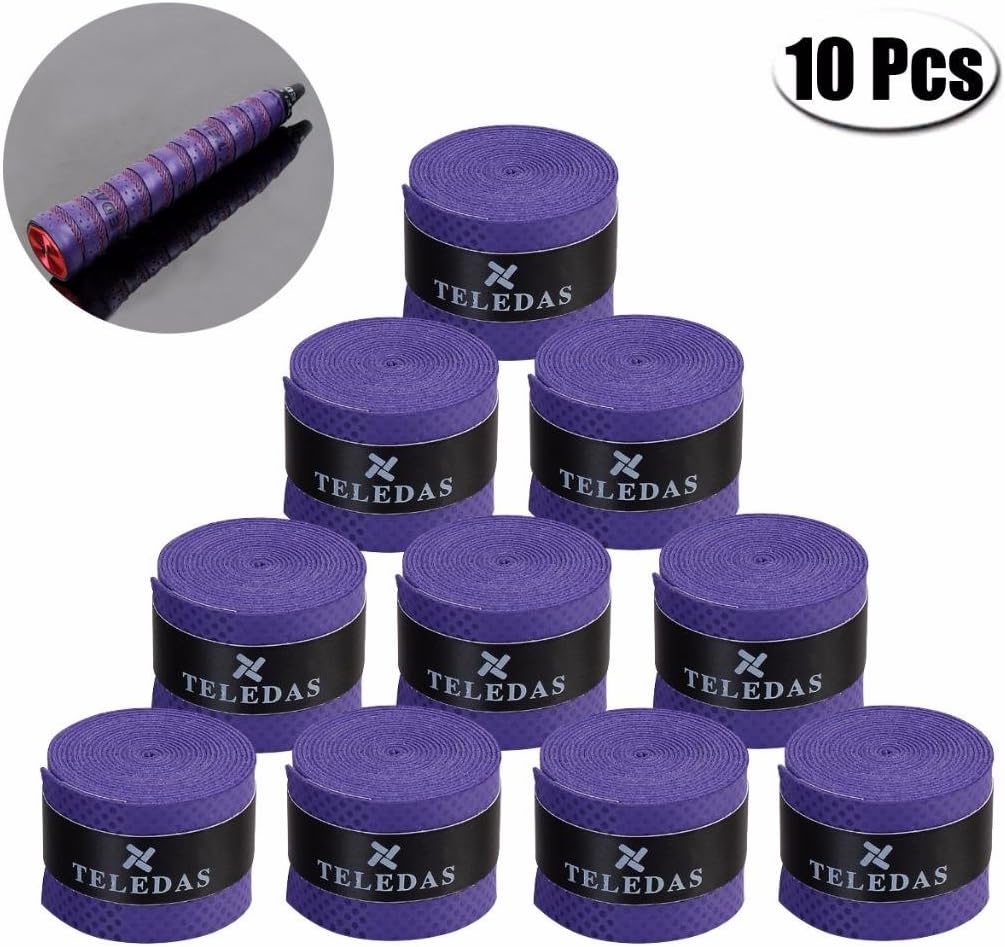 LONG7INES Racket Grip Anti Slip Super Absorbent Perforated Tennis Overgrip Badminton Overgrip Pickleball Overgrip Perfect for Your Tennis Racket, Fishing Rod, Racquetball Grip, Squash Racquet, Purple