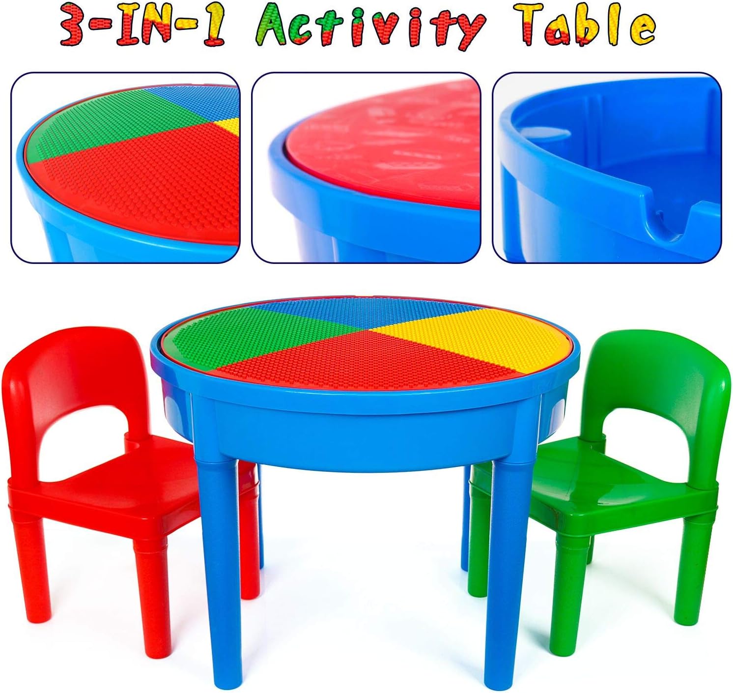 Kids 3in1 Multi Activity Table Set 25 Pieces Jumbo Blocks