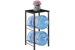 LIANTRAL 5 Gallon Water Bottle Holder with Storage Shelve, Water Jug Holder, Water Jug Rack, Water Jug Stand, Water Bottle Organizer for Office, Kitchen, Living Room Black