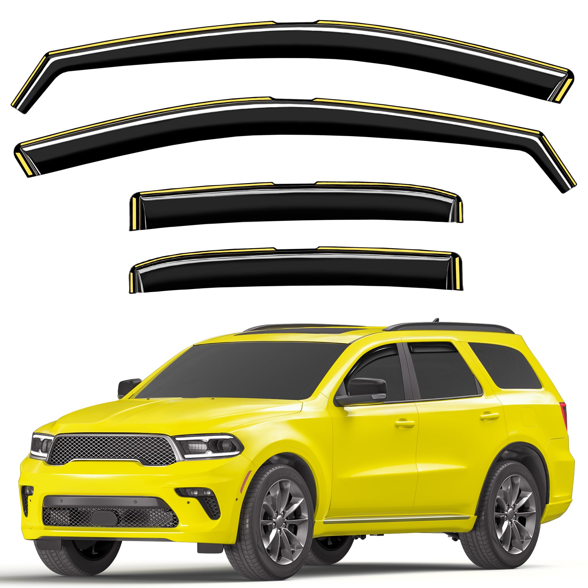 Photo 1 of Deejecsun in-Channel Window Rain Guards Fit for Dodge Durango 2011-2025 Extra Durable Window Deflectors Vent Visors Shades Exterior Car Accessories Visors Rain Guards - 4 pcs