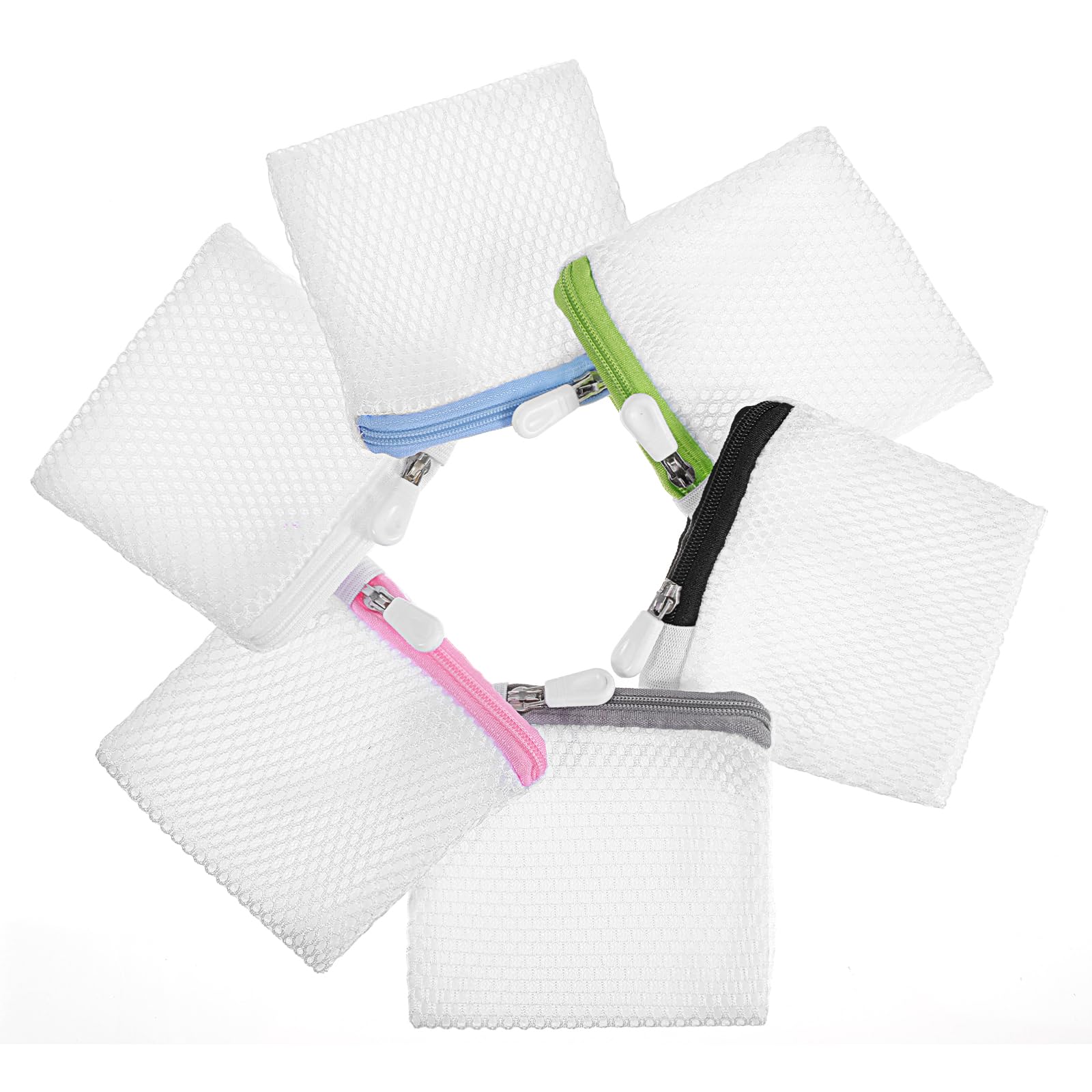 Photo 1 of 6 Pcs Small Mesh Laundry Bag Lingerie Bags for Washing Delicates for Delicates Washing Machine Underwear Washings Bag Small Foldable Wash Bags for Home Travel White 3.9 x 4.3 Inch