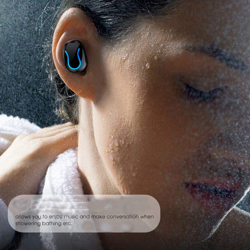 MiMiey Q82-Q35 Binaurales Bluetooth Headset 5.0 kabelloses Headset mit Batteriefach für Digitalanzeige (Schwarz)