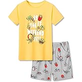 Beezizac Big Boys Pajamas Teal & Navy Face 2-Piece Fun Short Sleeve PJ Set Kid Cozy Sleepwear Children Size 6-18