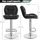 Yaheetech Bar Stool PU Leather Swivel Height Adjustable Backrest Counter Stool view 3