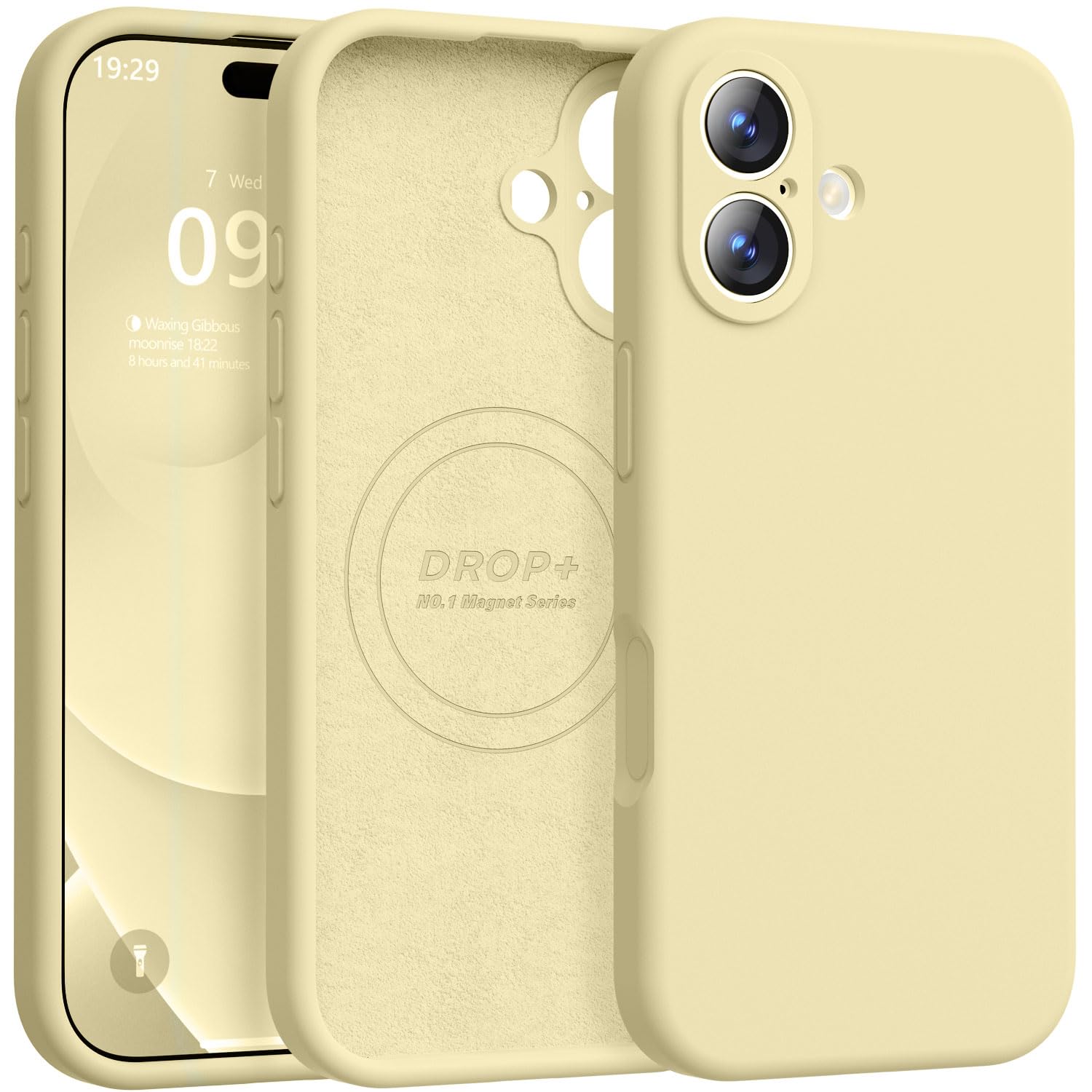 Photo 1 of Ktele Magnetic for iPhone 17 Case [Compatible with Magsafe] [Premium Silicone Satin-Smooth Touch] Slim Shockproof Anti-Scratch Microfiber Lining Case, 6.3 inch, Creamy Yellow