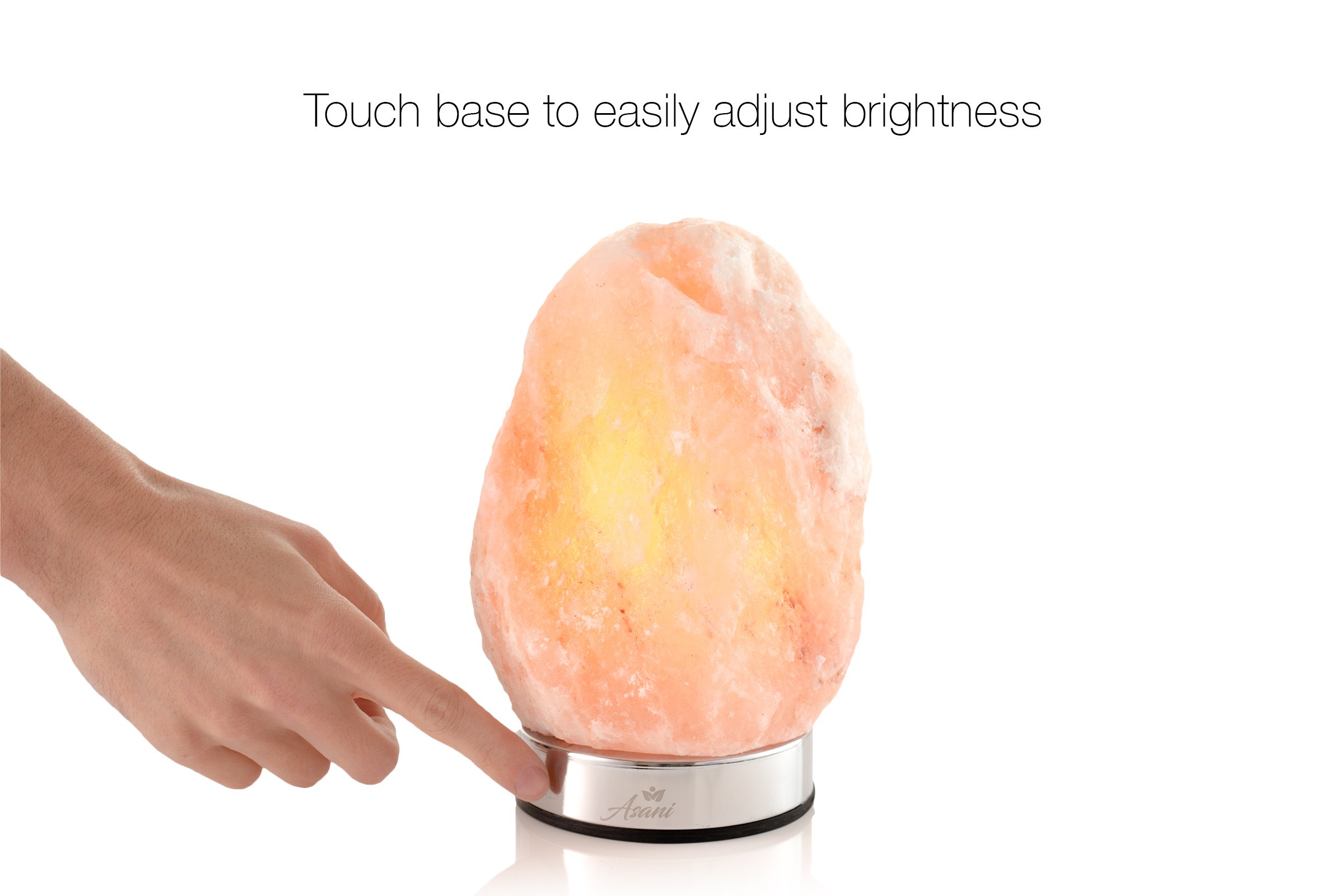 Himalayan Light Salt Crystal Lamp (7-11 lbs) with Stainless Steel Dimmer Touch Base & Gift Box | Hand Crafted Ionic HPS Pink Rock Lamps for Natural Air Purifying and Lighting Décor | 100% Authentic