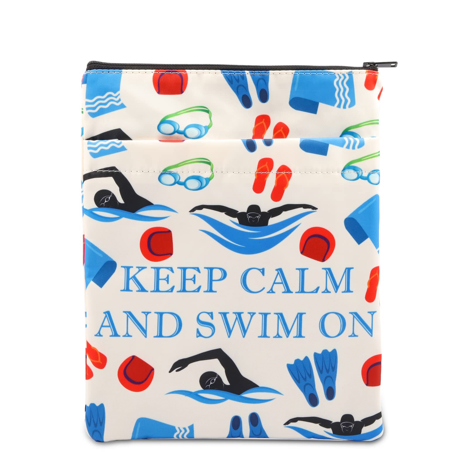PLITI Swim Book Sleeve Swimming Lover Gift Swim Team Gift Keep Calm and Swim On Inspirational Book Cover (Calm Swim On BSU)