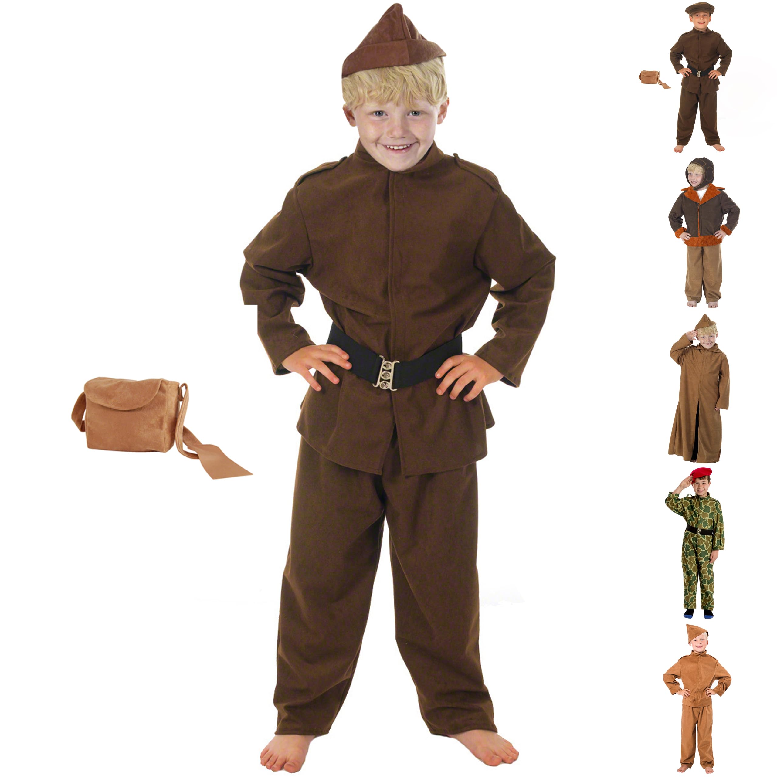 WW2 Allied Army Officer, Soldier, Pilot, Private, Home Guard Costume for kids 7-11 Years