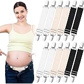 12 Pcs Adjustable Maternity Pants Extender, Maternity Suspenders Belly Band for Pregnant Women, Elastic Waistband Belt Extender, Boot Stirrups Clips, Pregnancy Clothes Accessory for Comfort Support