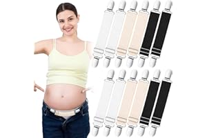 12 Pcs Adjustable Maternity Pants Extender, Maternity Suspenders Belly Band for Pregnant Women, Elastic Waistband Belt Extend
