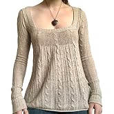 SOLILOQUY Women's Long Sleeve Babydoll Tunic Tops V Neck Ruffle Peplum Blouse Shirts Y2K Pleated Flare T-Shirts