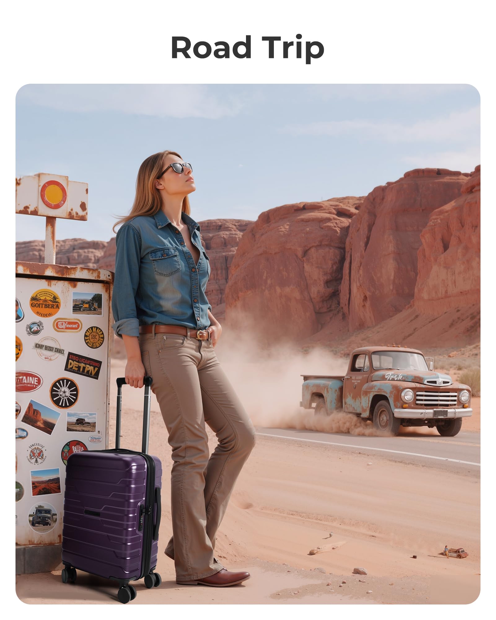 BAGSMART Carry On Luggage 22x14x9 Airline Approved with TSA Lock,20 Inch Lightweight Luggage with Spinner Wheels,100% PC Hard Shell Carry On Suitcases for Men Women,Royal Blue