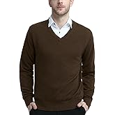 Kallspin Men's Wool Blend V-Neck Sweater Relax Fit Knit Pullover for Fall Winter