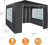 mcc direct 3x3m Event Gazebo Waterproof with 4 Side Panels - Grey view 2