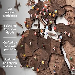 ENJOY THE WOOD 3D Wood World Map Wall Art Large
