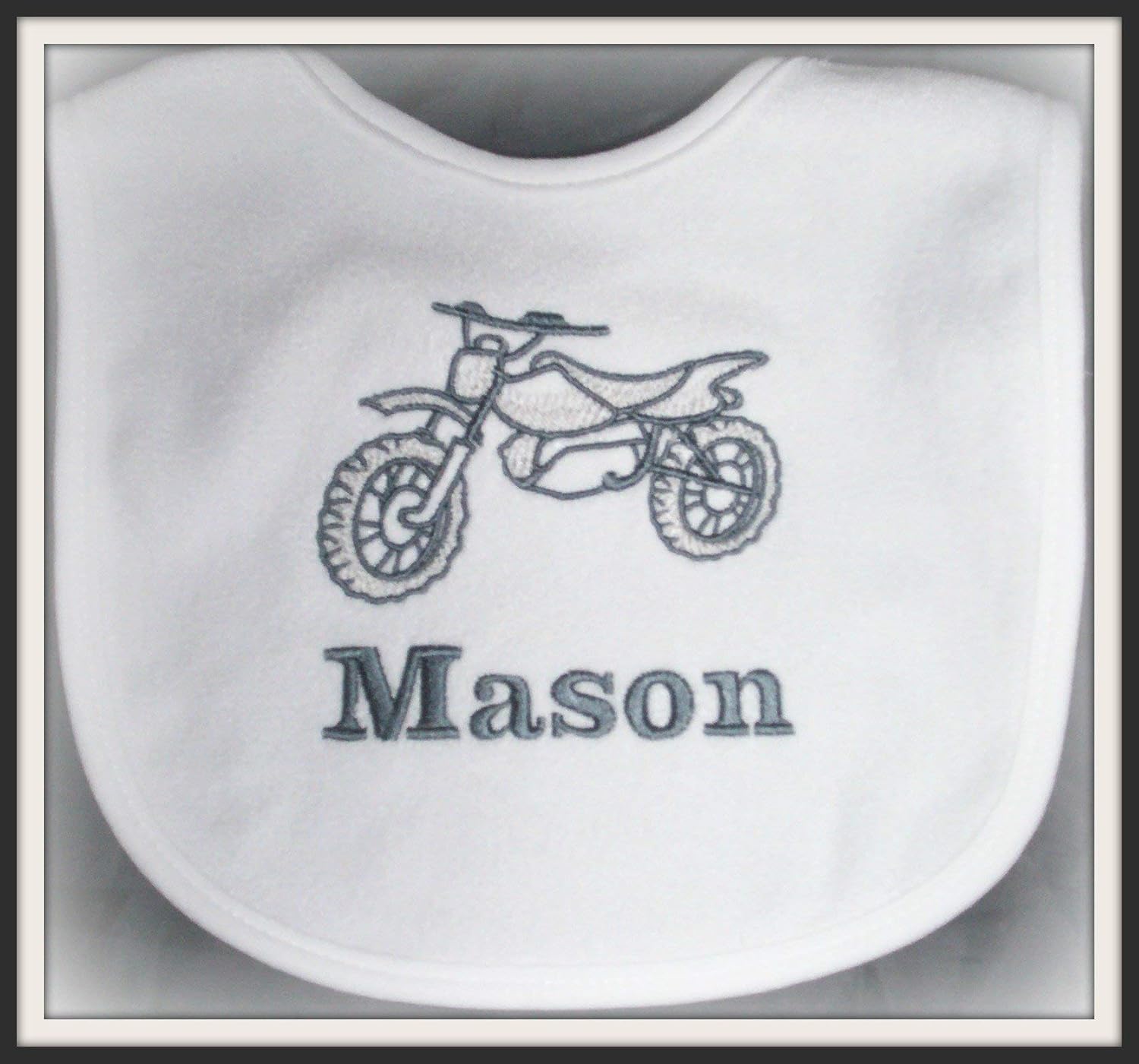 Personalized Embroider Dirt Bike Baby Bib Handmade