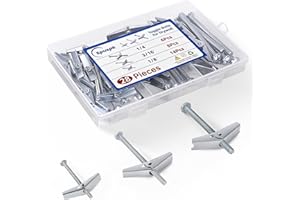 28 Pcs Heavy Duty Drywall Anchors, Toggle Bolts and Wing Nut Kit,Dry Wall Anchors and Screws Kit,3 Sizes(1/8in, 3/16in, 1/4in