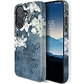 HQUSZPT Compatible for Samsung Galaxy S24 Case,Two Layer Protection Heavy Duty Cover,Compatible for Samsung Galaxy S24 Phone Case,Christian Quotes Bible Verse Psalm 46:10,Magnolia Grandiflora