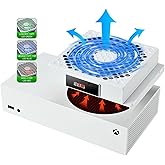 DEPGI Cooling Fan for Xbox Series S, Featuring Automatic Fan Speed Adjustment Based on Temperature, LED Display Screen, Low Noise, Easy Installation, 3 speeds, with RGB LED
